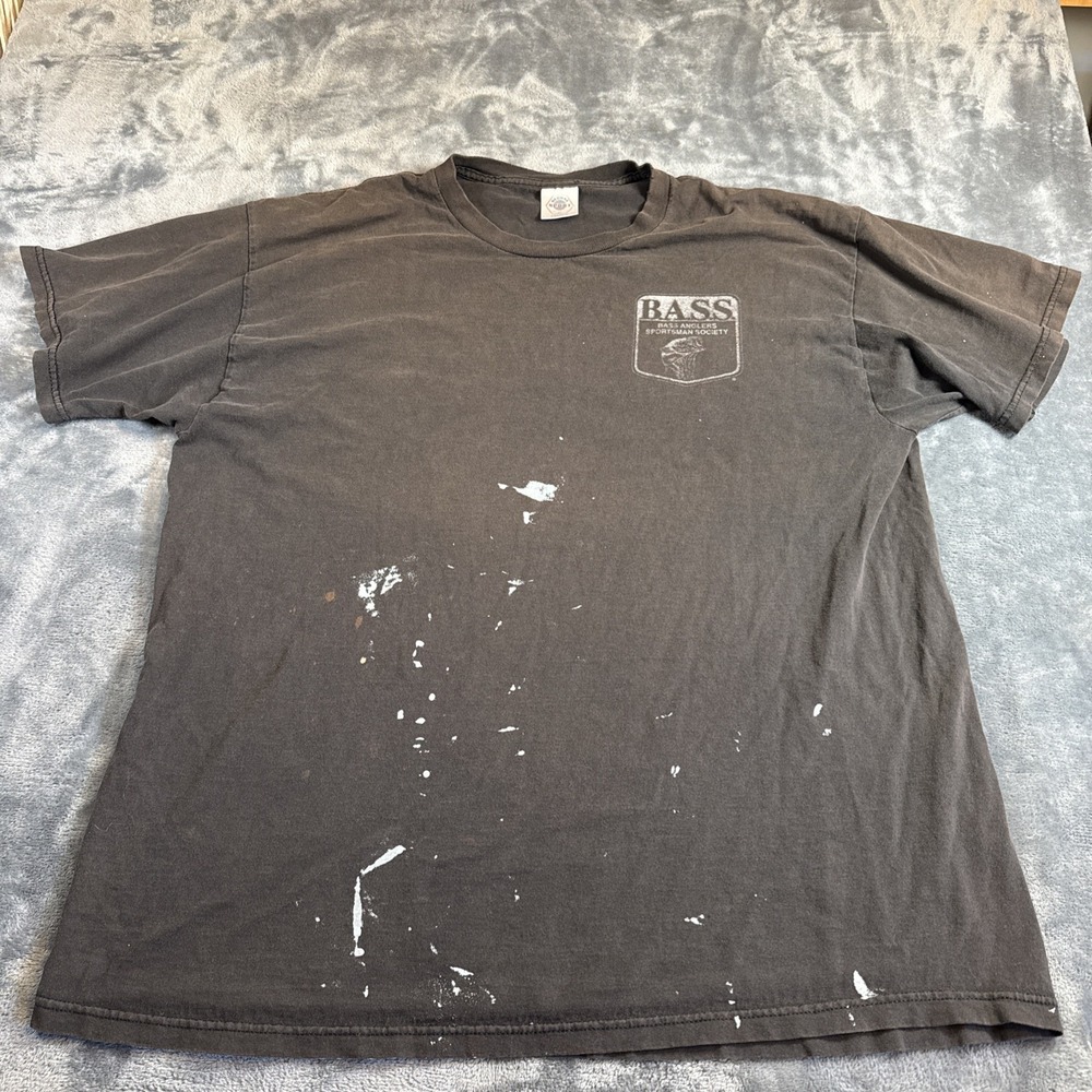 BASS Anglers Sportsman Society Shirt Mens XL Brown Graphic Fish T-Shirt